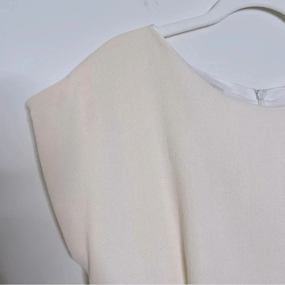 Santorelli Made In Italy Lenora Wool Silk Blend Cap Sleeve Dress Quiet Luxury View 4